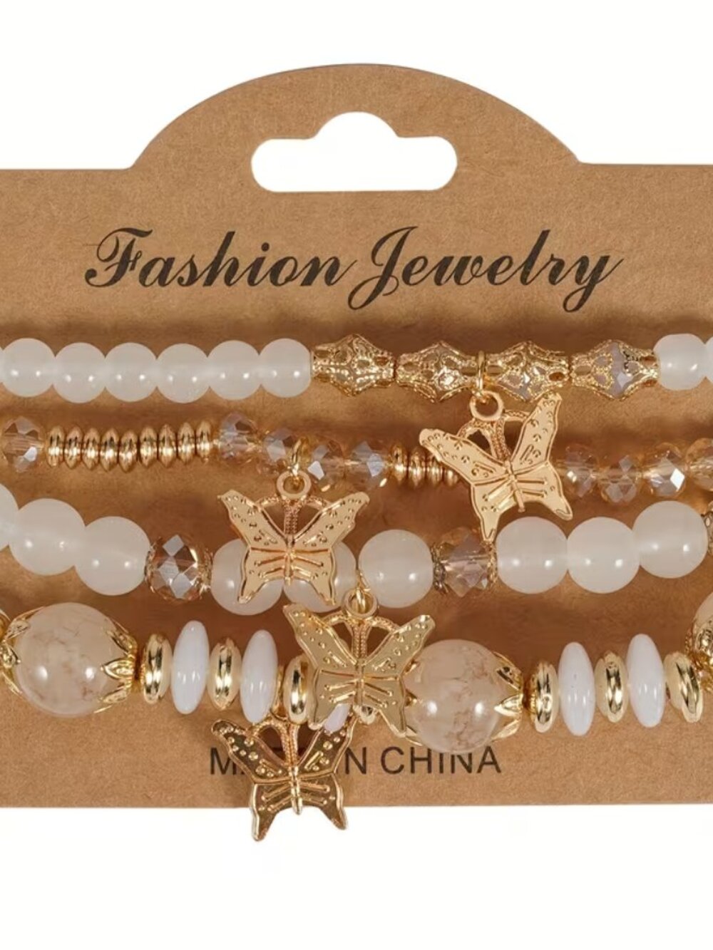 Set of Four Stretch Bohemian Artificial Crystal Glass Bracelets - NEW